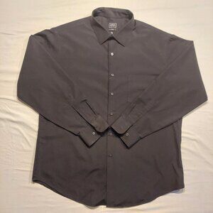 Arrow Men’s Dress Shirt 18 34/35 Black Fitted Long Sleeve Button Down